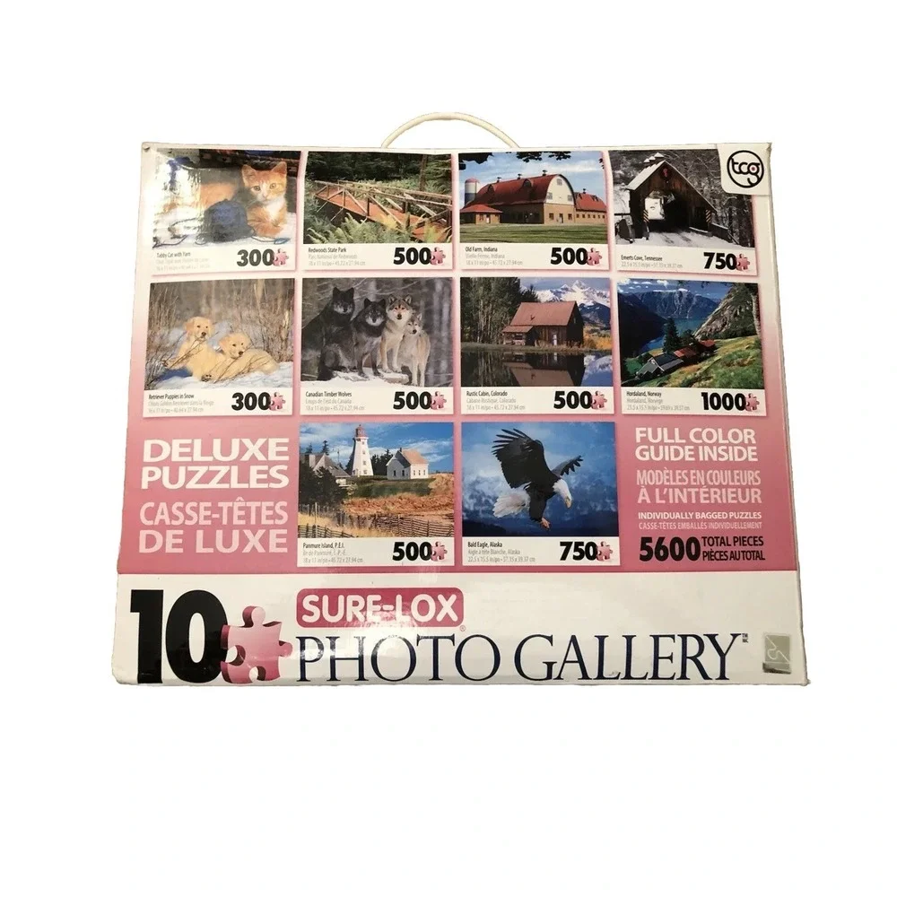 SURE - LOX - 10 Puzzles Box Set NEW 5600 Pieces Wolf Dogs Cats Bridges Eagle